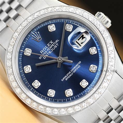 rolex datejust weißgold blaue|Rolex Datejust 18k white gold.